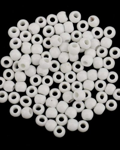 Fantacy World 100pcs Solid Color Ceramics Porcelain Round Loose Spacer Beads for Jewelry Making 6mm - white, 6mm