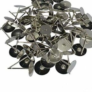 Fantacy World 200pcs 8mm Blank Pad Stud Earring Post Peg Pin Silver