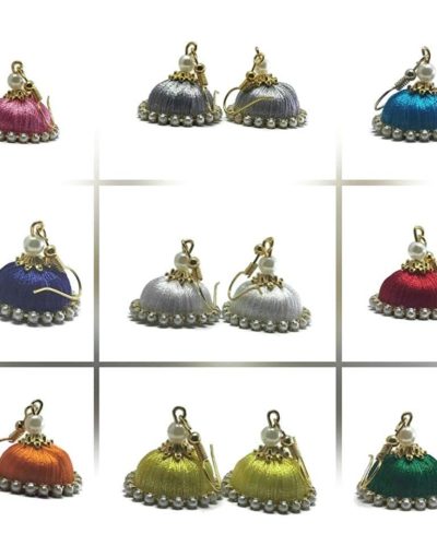 Combo pack of 9 handmade Silk Thread jhumkas/earrings