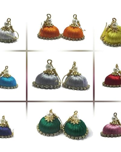 Combo pack of 9 handmade Silk Thread jhumkas/earrings
