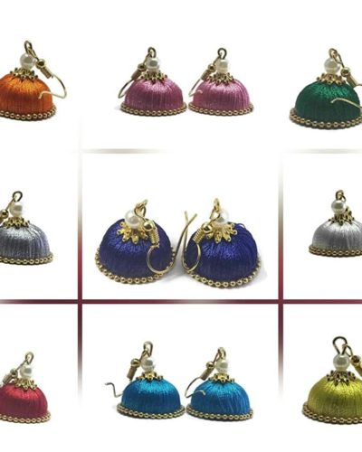 Combo pack of 9 handmade Silk Thread jhumkas/earrings