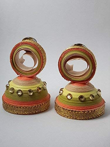 Fantacy World Handmade deligated quilled earring multicolour with stone stood Fancy traditional jhumki & Party user