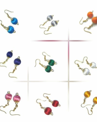 Combo pack of 9 handmade Silk Thread jhumkas/earrings