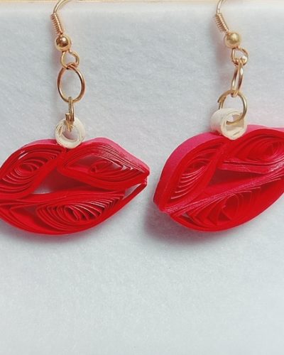 Handmade quilled earring red kiss valentine special Dangle & Drop Fancy Party user