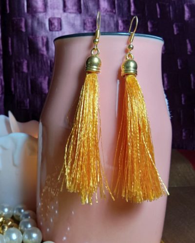 Metal Tassel Earrings for Women - Orange
