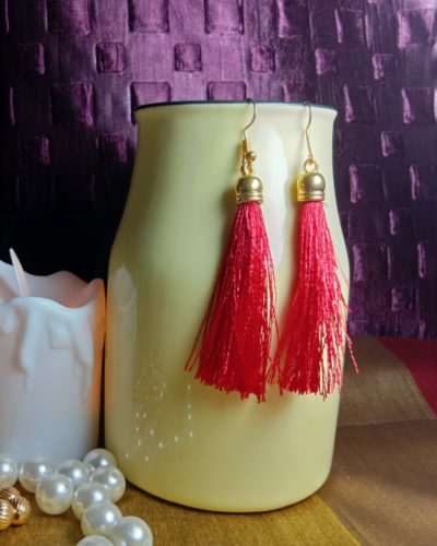 Metal Tassel Earrings for Women - Red