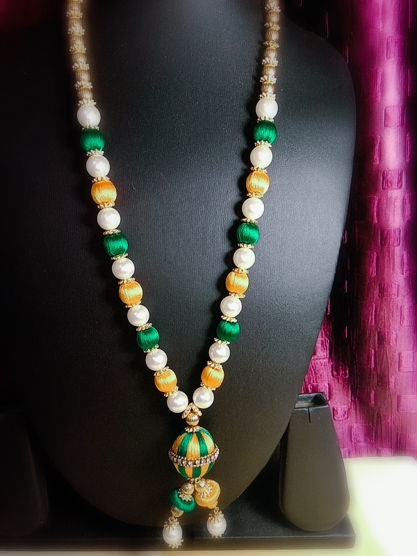 Fantacy World Ganesh Ganpati Idol Bhagwan Kanthi Mala/Necklace/Haar of Silk Thread and Colourful Beads for All Gods and Goddess - Image 5