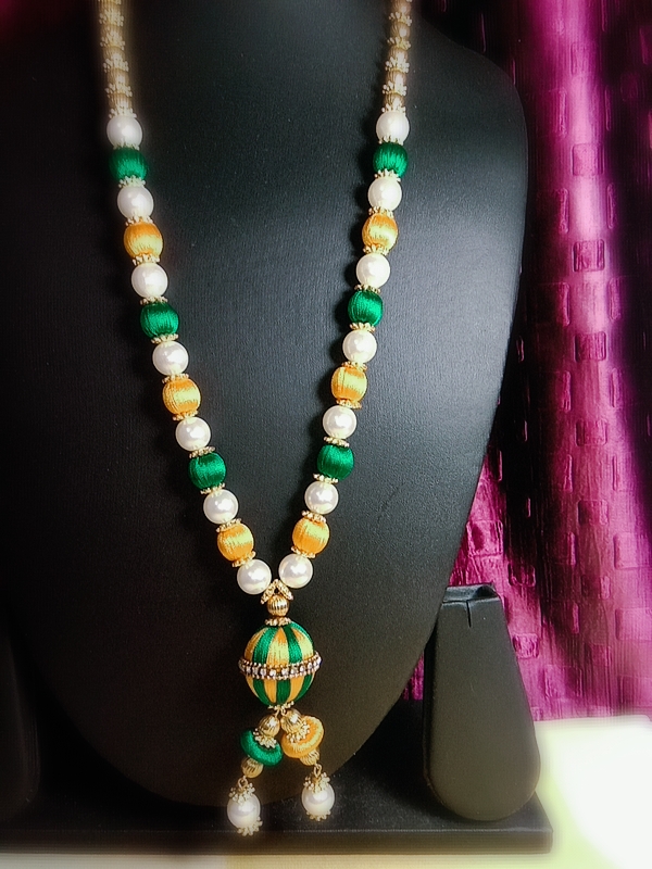 Fantacy World Ganesh Ganpati Idol Bhagwan Kanthi Mala/Necklace/Haar of Silk Thread and Colourful Beads for All Gods and Goddess - Image 4