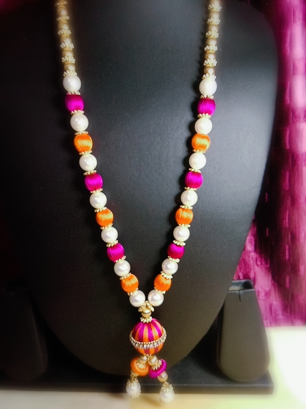 Fantacy World Ganesh Ganpati Idol Bhagwan Kanthi Mala/Necklace/Haar of Silk Thread and Colourful Beads for All Gods and Goddess - Image 9