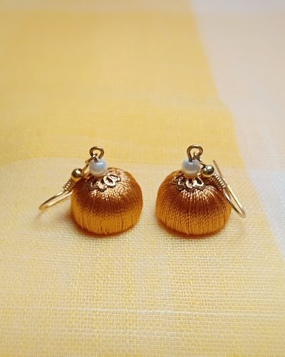 Light Golden Silk Thread Small Size Jhumkas