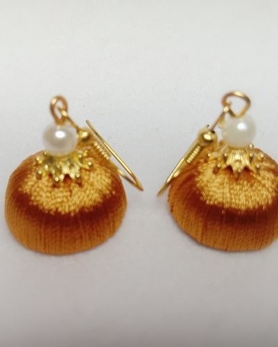 Silk Thread Earrings for Women - Light Brown