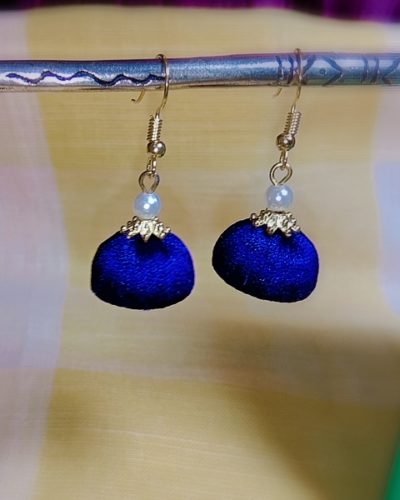 Navy Blue Silk Thread Small Size Jhumkas