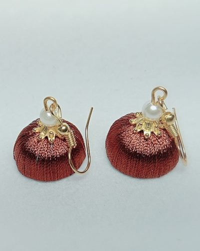 Brown Silk Thread Small Size Jhumkas