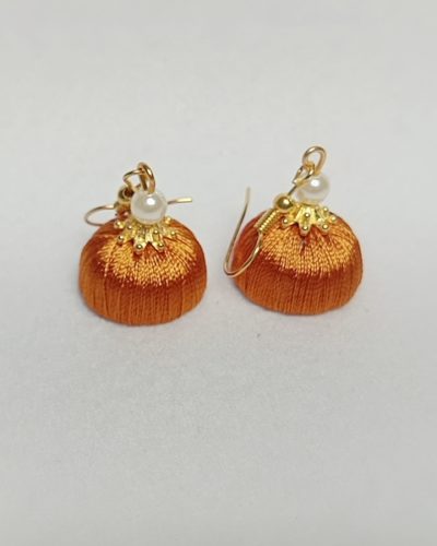 Copper Colour Silk Thread Small Size Jhumkas