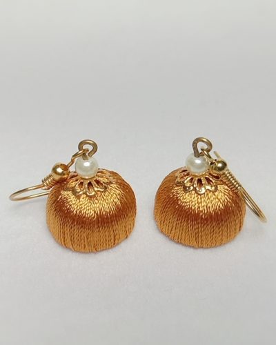 Dark Golden Silk Thread Small Size Jhumkas