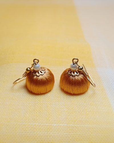 Caramel Colour Silk Thread Small Size Jhumkas