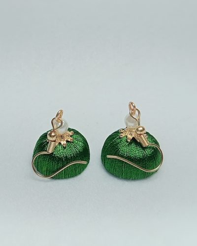 Olive Green Silk Thread Small Size Jhumkas