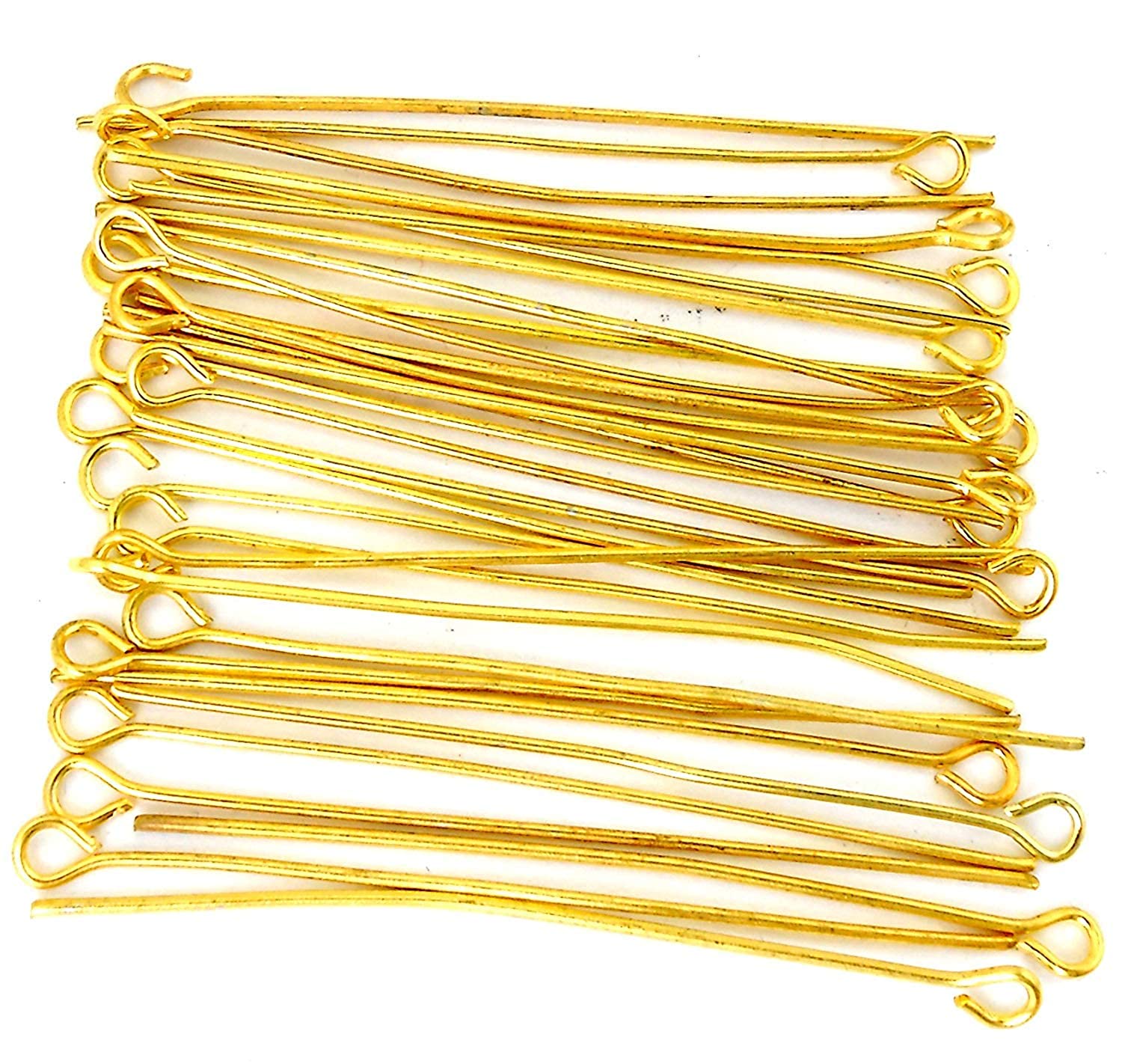 Fantacy World Eye Pins 300 pcs Gold Plated for Jewellery making/findings Length 3.5 cm