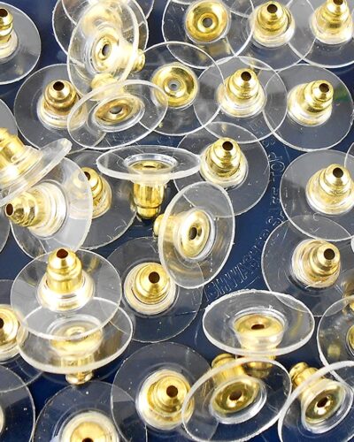 Fantacy World Bullet Clutch Earring Backs with Silicone Pad Earring Safety Backings Studs Colour Golden, 100 pcs (50 Pairs)