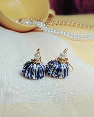 Black and White Silk Thread Small Size Jhumkas