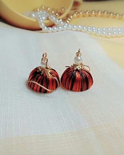 Orange and Black Silk Thread Small Size Jhumkas