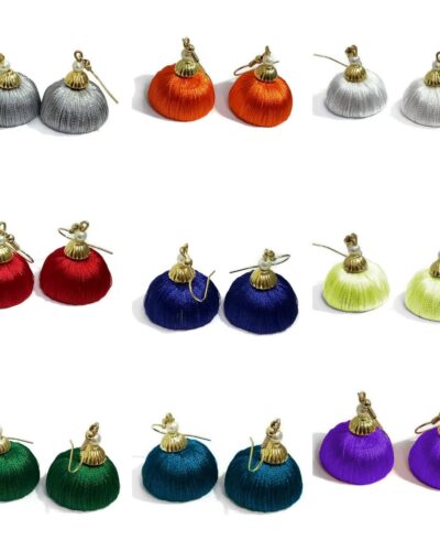 Special Combo pack of 9 handmade Silk Thread jhumkas/earrings