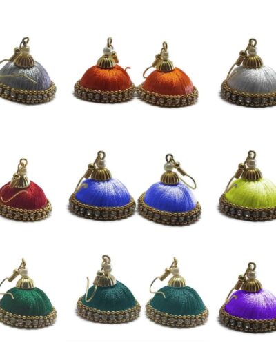 Special Combo pack of 9 handmade Silk Thread jhumkas/earrings