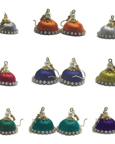 Special Combo pack of 9 handmade Silk Thread jhumkas/earrings