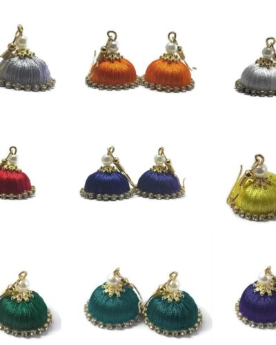Special Combo pack of 9 handmade Silk Thread jhumkas/earrings