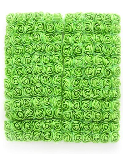 Artificial Mini Foam Rose Flowers for Decoration/Art and Craft Work/Hairstyle and Tiara Making/Gift Packing/Card Making - Pack of 144 Colour Light Green