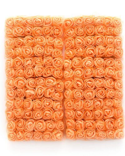Artificial Mini Foam Rose Flowers for Decoration/Art and Craft Work/Hairstyle and Tiara Making/Gift Packing/Card Making - Pack of 144 Colour Orange