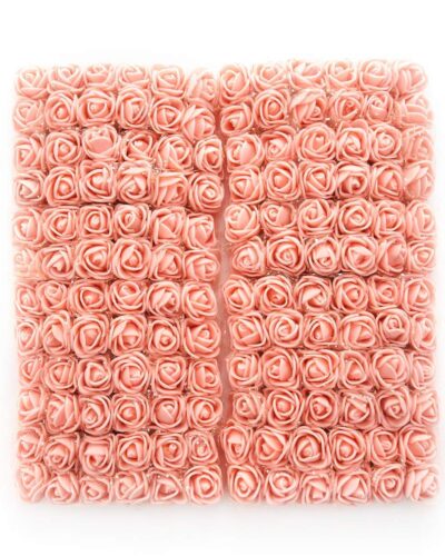 Artificial Mini Foam Rose Flowers for Decoration/Art and Craft Work/Hairstyle and Tiara Making/Gift Packing/Card Making - Pack of 144 Colour Peach