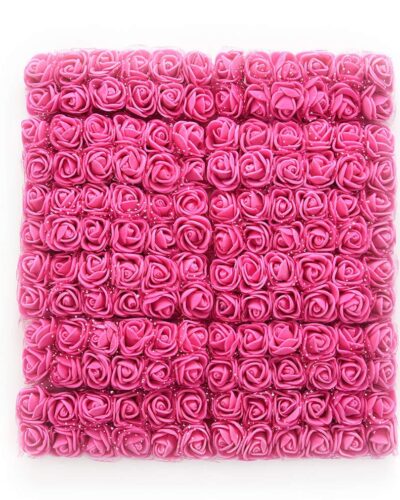 Artificial Mini Foam Rose Flowers for Decoration/Art and Craft Work/Hairstyle and Tiara Making/Gift Packing/Card Making - Pack of 144 Colour Pink