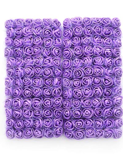 Artificial Mini Foam Rose Flowers for Decoration/Art and Craft Work/Hairstyle and Tiara Making/Gift Packing/Card Making - Pack of 144 Colour Purple
